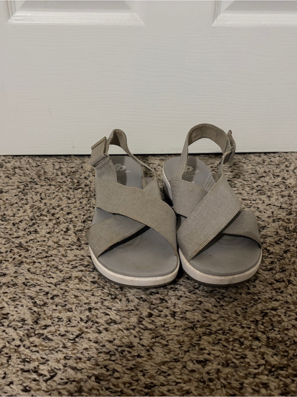 Women's Gray Crisscross Clarks Comfort Sandals